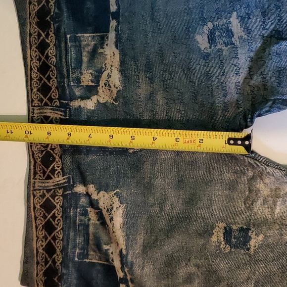 Distressed jean look, women's M leggings with light fleece linning - Picture 7 of 7